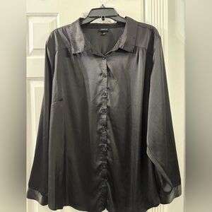 Torrid Black Satin Button-Down Blouse – Size 3